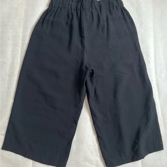LC Waikiki Black High Waist Paperbag Wide Leg Cropped Pants Culottes Size 10 New - Picture 3 of 8